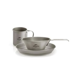 Набор посуды титановая Naturehike (чашка+миска+ковш) CNH22CJ044 серый