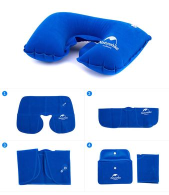 Подушка надувная Naturehike Inflatable Travel Neck Pillow NH15A003-L Blue