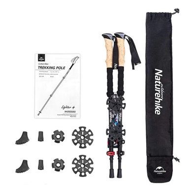 Трекинговые палки Naturehike Carbon 3-сек. (пара) 135 см NH20DS003 черно-красный 6927595746233 фото