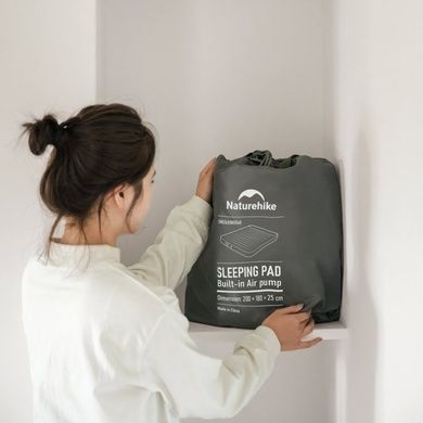Самонадувающийся матрас, двухместный, со встроенной помпой Naturehike CNK2450WS040, 250 мм, серый 6927595789810 фото