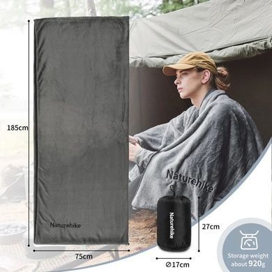 Подкладка для спального мешка Naturehike CNK2450WS024, флис, графит 6975641883340 фото