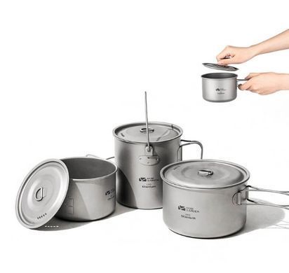 Казанок туристичний титановий 1.25л Mobi Garden NX20666032 titanium 6928405319692 фото