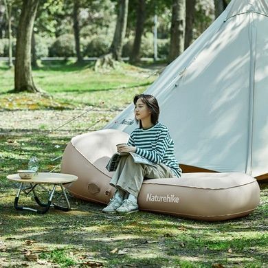 Матрас надувной одноместный с подголовником и помпой Naturehike CNH22DZ027 бежевый 6975641885450 фото