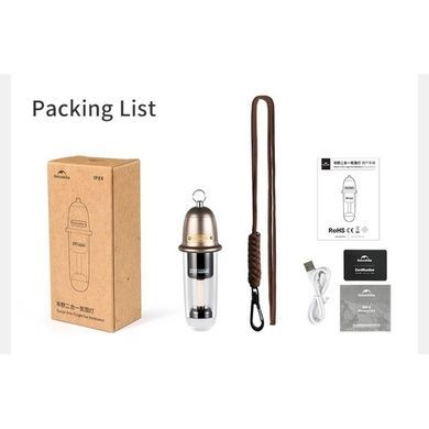 Фонарь кемпинговый Naturehike CNK2350ZM010, 118х39мм, коричневый 6977465867513 фото