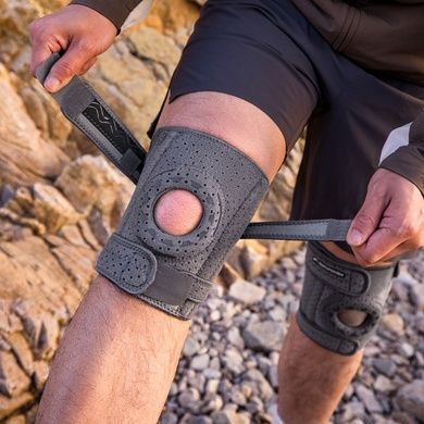 Бандаж на коліно туристичний з пружинною підтримкою Naturehike Qingyue CNK2650DS010, сірий 6927595713181 фото