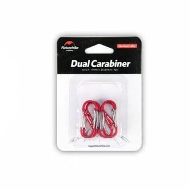 Карабін багатофункціональний Naturehike S-type S 40мм 4 pack NH20GS004 red 6927595747100 фото