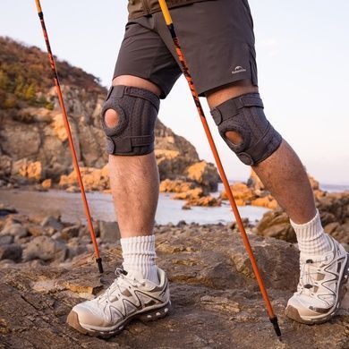 Бандаж на коліно туристичний з пружинною підтримкою Naturehike Qingyue CNK2650DS010, чорний 6927595713198 фото