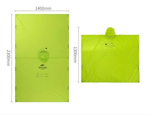 Пончо-тент Naturehike 210T polyester New NH17D002-M green 6927595717967 фото