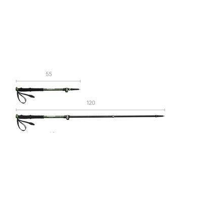 Трекінгові палиці трьосекційні  Naturehike CNK2550DS010, 55-120 см, алюміній, зелені 6977465869371 фото