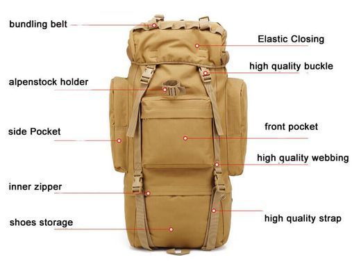 Рюкзак тактичний Smartex 3P Tactical 65 ST-023 khaki ST205 фото