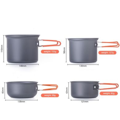 Набор посуды Naturehike 2-3 NH Updated (2 каструли+ крышки) NH18T018-G grey