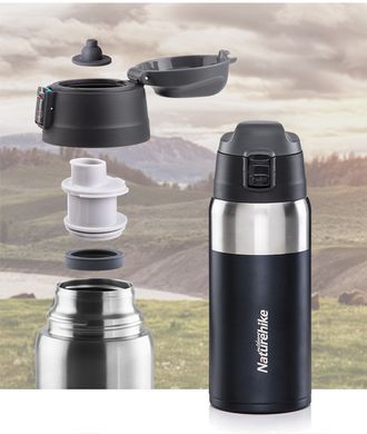 Термокружка Naturehike Vacuum Bottle 500 мл NH19SJ009 black/blue 6927595740460 фото