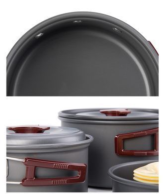 Набір посуду Naturehike 2-3 (2 каструлі+ кришки+сковорода) NH15T203-G grey 6927595787205 фото