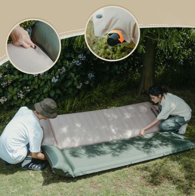 Килимок самонадувний з подушкою Naturehike D04 100 мм CNK2450WS020 dark green 6927595712733 фото