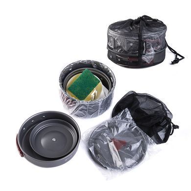 Набір посуду Naturehike 2-3 (2 каструлі+ кришки+сковорода) NH15T203-G grey 6927595787205 фото