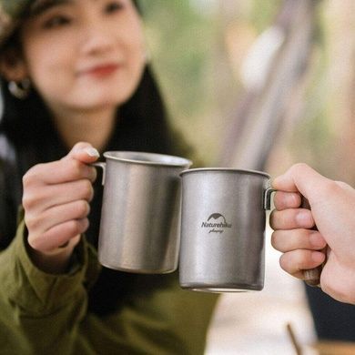 Кружка з дерев'яною ручкою Naturehike steel 350 мл NH21SJ001 сірий 6927595784594 фото