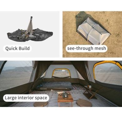 Палатка восьмиместная Naturehike Cape 13.1 CNK2450WS050 с быстрым раскрытием, серо-коричневая 6927595763988 фото