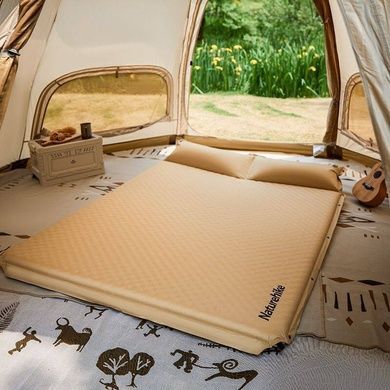 Коврик самонадувной двухместный с подушкой Naturehike 1920х1320х60 мм CNK2300DZ014 beige 6976507663922 фото