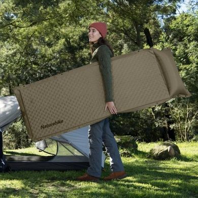 Килимок самонадувний з подушкою Naturehike 192х65 30мм CNK2300DZ014 темно-зелений 6976023923364 фото