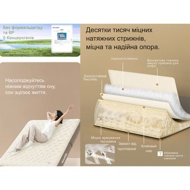 Матрац надувний двомісний Naturehike CNK2450WS023, 250 мм, біло-коричневий 6975641888390 фото