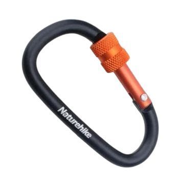 Карабін багатофункціональний з муфтою Naturehike D-type 80 мм NH15A008-D black 6927595701607 фото