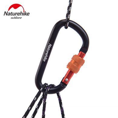 Карабін багатофункціональний з муфтою Naturehike D-type 80 мм NH15A008-D black 6927595701607 фото