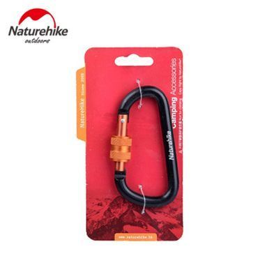 Карабін багатофункціональний з муфтою Naturehike D-type 80 мм NH15A008-D black 6927595701607 фото