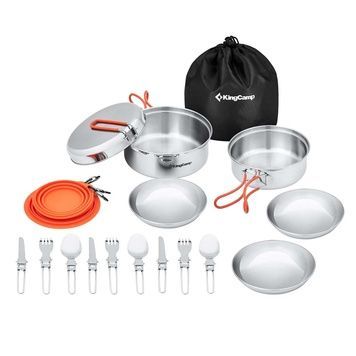 Набір посуду туристичного нержавіюча сталь KingCamp Set pro KA2210 silver KA2210_SILVER фото