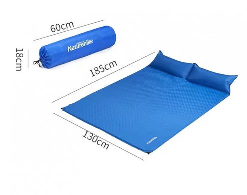 Коврик надувной двухместный с подушкой Naturehike 185х130 NH18Q010-D peacock blue
