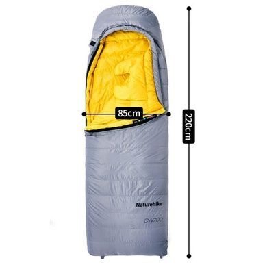 Спальник з натуральним пухом Naturehike CW700 CNK2450WS048 p-р L yellow-grey 6927595788103 фото