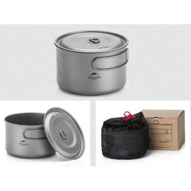 Каструля титанова зі складаною ручкою Naturehike 1300 мл NH18T202-B сірий 6927595733561 фото