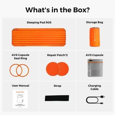 Килимок самонадувний Flextail Tiny Slleeping Pad R05 AVS orange 6975755966656 фото Килимок самонадувний Flextail Tiny Slleeping Pad R05 AVS orange 6975755966656 фото