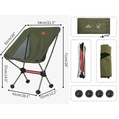 Стілець складаний ультралегкий Naturehike Stellaluna L01 CNK2350JJ017, алюміній, оливковий 6976507669849 фото
